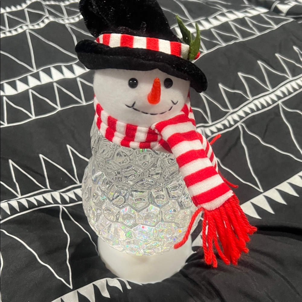 Holiday Snowman LED Figurine with Red & White Scarf